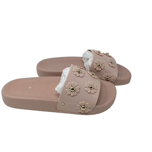 Kate Spade Spring Flower Embellished Slides Sz 9 Rose Smoke - Picture 4 of 9